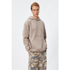 Koton 4WAM70168MK Bej Baskılı Erkek Sweatshirt