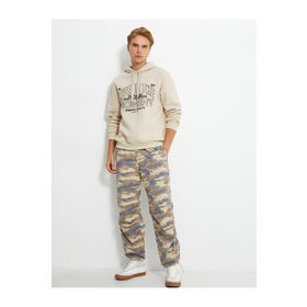Koton 4WAM70184MK Live in the Moment Baskılı Bej Erkek Sweatshirt
