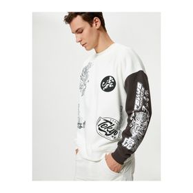 Koton 4WAM70347MK Ekru Erkek Sweatshirt