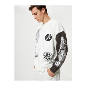 Koton 4WAM70347MK Ekru Erkek Sweatshirt