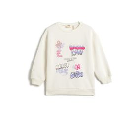 Koton 4WKG10063AK Ekru Baskılı Kız Çocuk Sweatshirt