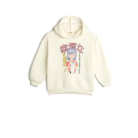 Koton 4WKG10063AK Ekru Baskılı Kız Çocuk Sweatshirt
