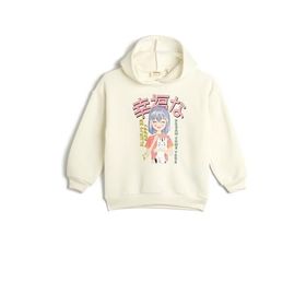 Koton 4WKG10063AK Ekru Baskılı Kız Çocuk Sweatshirt