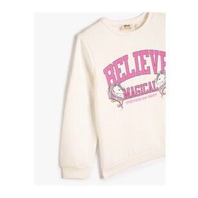 Koton 4WKG10117AK 010 Ekru Kız Çocuk Pamuk Jersey Sweatshirt