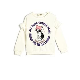 Koton 4WKG10118AK 010 Ekru Kız Çocuk Pamuk Jersey Sweatshirt