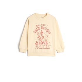 Koton 4WKG10217AK 051 Bej Kız Çocuk Pamuk Jersey Sweatshirt