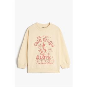 Koton 4WKG10217AK 051 Bej Kız Çocuk Pamuk Jersey Sweatshirt