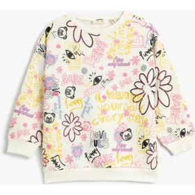 Koton 4WKG10238AK Ekru Kız Çocuk Sweatshirt