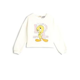 Koton 4WKG10666AK Tweety Baskılı Ekru Kız Çocuk Sweatshirt