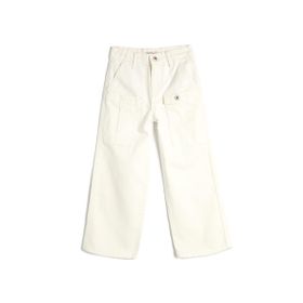 Koton 4WKG40008AD Ekru Bol Paça Cep Detaylı Kız Çocuk Jean Pantolon