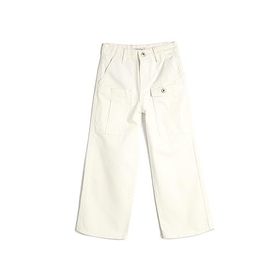Koton 4WKG40008AD Ekru Bol Paça Cep Detaylı Kız Çocuk Jean Pantolon