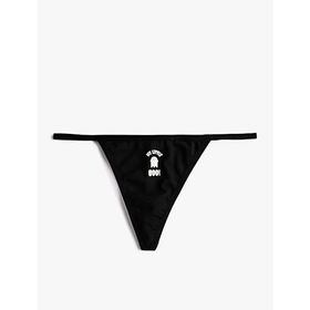Koton 4WLK30064MK Siyah Baskılı Kadın String Külot