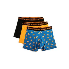 Koton 4WLM90036MK Saks Mavi Desenli 3'lü Erkek Boxer