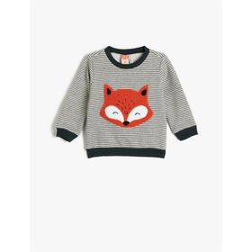 Koton 4WMB10028TK 03K Grı Cızgılı Erkek Bebek Jersey Sweatshırt