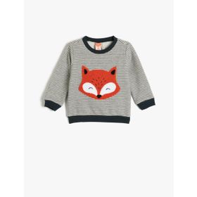 Koton 4WMB10028TK 03K Grı Cızgılı Erkek Bebek Jersey Sweatshırt