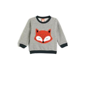 Koton 4WMB10028TK 03K Grı Cızgılı Erkek Bebek Jersey Sweatshırt