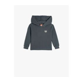 Koton 4WMB10181TK Mavi Basic Kapüşonlu Bebek Sweatshirt
