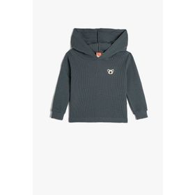 Koton 4WMB10181TK Mavi Basic Kapüşonlu Bebek Sweatshirt