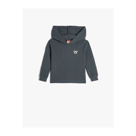 Koton 4WMB10181TK Mavi Basic Kapüşonlu Bebek Sweatshirt