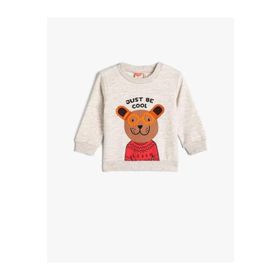 Koton 4WMB10188TK 052 Bej Erkek Bebek Pamuk Jersey Sweatshirt