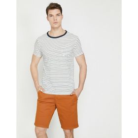 Koton 5YAM19709OK Lacivert Çizgili Erkek T-Shirt