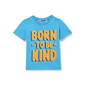 Koton 600 Erkek Bebek Açık İndigo Baskılı Kısa Kollu Bisiklet Yaka Pamuklu T-shirt