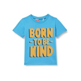 Koton 600 Erkek Bebek Açık İndigo Baskılı Kısa Kollu Bisiklet Yaka Pamuklu T-shirt