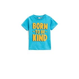 Koton 600 Erkek Bebek Açık İndigo Baskılı Kısa Kollu Bisiklet Yaka Pamuklu T-shirt