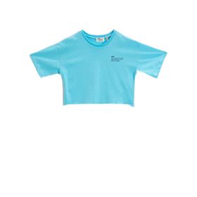 Koton 607 Kız Çocuk Baskılı Pamuklu Turkuaz T-shirt