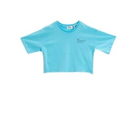 Koton 607 Kız Çocuk Baskılı Pamuklu Turkuaz T-shirt