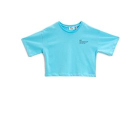 Koton 607 Kız Çocuk Baskılı Pamuklu Turkuaz T-shirt