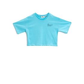 Koton 607 Kız Çocuk Baskılı Pamuklu Turkuaz T-shirt