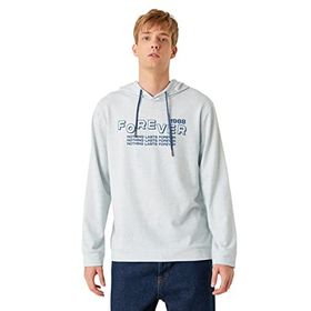 Koton 624 Mavi Baskılı Kapşonlu Erkek Sweatshirt