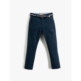 Koton 702 Erkek Çocuk Lacivert Kumaş Slim Fit Kemerli Cepli Pantolon