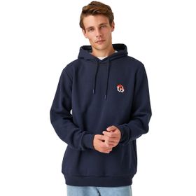 Koton 716 Erkek Lacivert Kaplan Nakışlı Kapüşonlu Sweatshirt