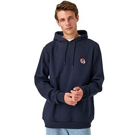 Koton 716 Erkek Lacivert Kaplan Nakışlı Kapüşonlu Sweatshirt