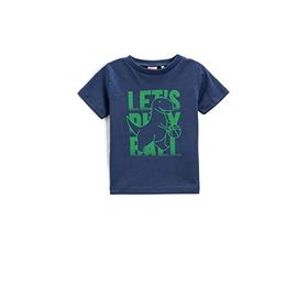 Koton 720 Erkek Bebek Lacivert Dinozor Baskılı Kısa Kollu Bisiklet Yaka T-shirt