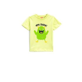 Koton 750 Erkek Bebek Yeşil Canavar Baskılı Kısa Kollu Bisiklet Yaka Pamuklu T-shirt