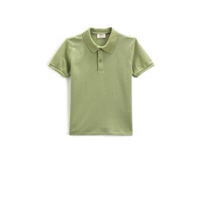 Koton 750 Erkek Çocuk Yeşil Basic Polo Yaka Kısa Kollu Düğme Detaylı T-shirt