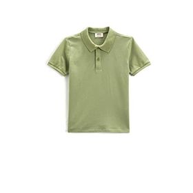 Koton 750 Erkek Çocuk Yeşil Basic Polo Yaka Kısa Kollu Düğme Detaylı T-shirt