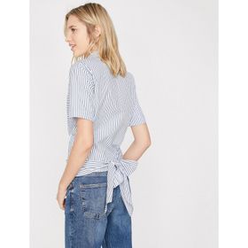 Koton 7KAK68029GW Mavi Çizgili Kadın Gömlek