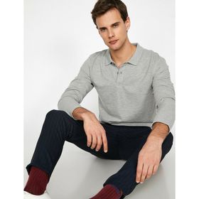 Koton 7YAM11053LK Gri Polo Yaka Erkek T-Shirt