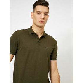 Koton 7YAM11804LK Yeşil Çizgili Polo Yaka Erkek T-Shirt