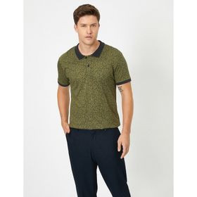 Koton 7YAM11804LK Yeşil Çizgili Polo Yaka Erkek T-Shirt
