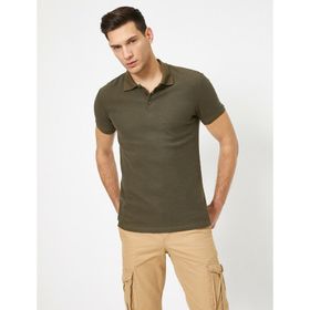 Koton 7YAM11804LK Yeşil Çizgili Polo Yaka Erkek T-Shirt