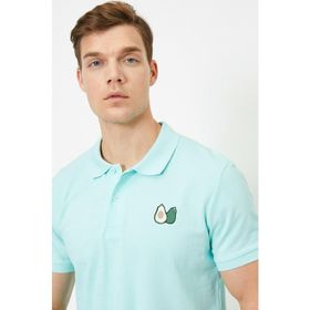 Koton 7YAM11804LK Yeşil Çizgili Polo Yaka Erkek T-Shirt