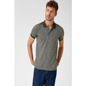 Koton 7YAM11804LK Yeşil Çizgili Polo Yaka Erkek T-Shirt