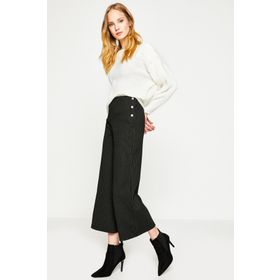 Koton 8KAK43372QK Siyah Geniş Paça Kadın Pantolon