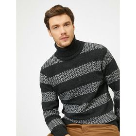 Koton 8KKB96626OT Gri Erkek Çocuk Desenli Kazak