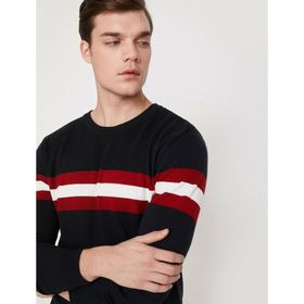 Koton 8KMB98750OT Lacivert Çizgili Erkek Bebek Kazak